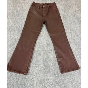 7 For All Mankind Jeans Womens Brown Distressed Waxy Bootcut Cotton Blnd Size 28
